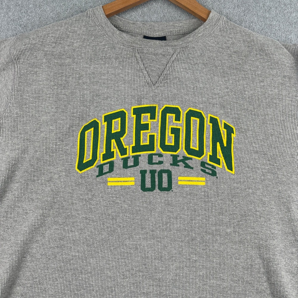 Vintage 90s Oregon Ducks Shirt Mens XL Gray NCAA Football Thermal TSI Sportswear
